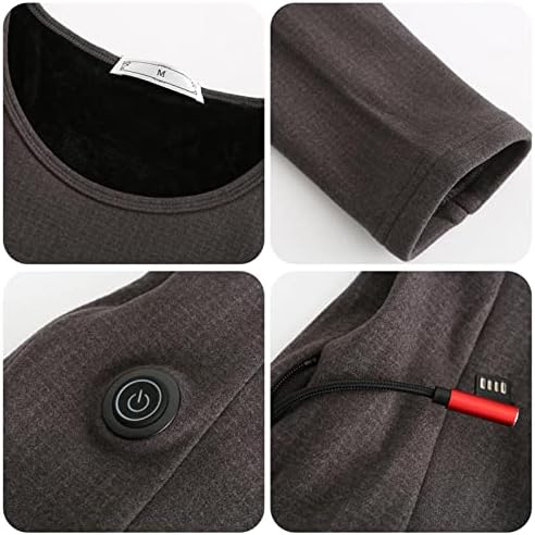 Liuhd Roupos de aquecimento ajustáveis ​​para temperatura com calcinha de aquecimento com 3 almofadas de aquecimento Térmicas lava -ctáveis ​​com manga longa aquecida USB, preto, M