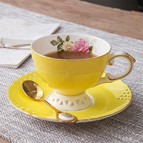 Wionc Coffee Cup e Pires Set Ceramic Bone China Flower Tea Cup Plato