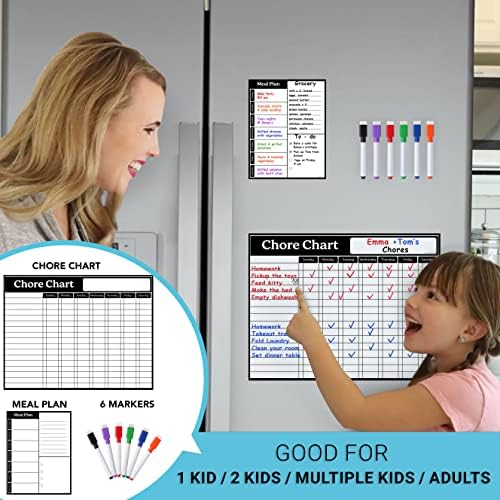Gráfico de tarefas magnéticas Conjunto de quadros de Whiteboard seco - gráfico de tarefas para várias crianças,