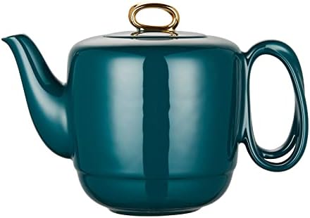 Bule de porcelana de porcelana de Zens com infusor, alça entrelaçada verde escuro 3 xícara de chá solta, 33,8 onças presente de chá de ouro para chá de ouro para chá da tarde /1000ml