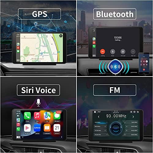 Awesafe Portable Car Séreo para Apple sem fio CarPlay Android Auto, 7 polegadas IPS Touch Screen Multimedia Player