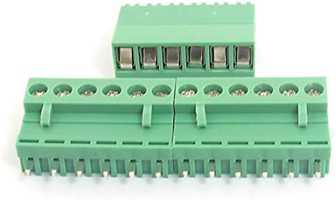Aexit 300V 10A Terminais 6 pinos 5,08 mm PCB PCB Terminais de parafuso de bloco terminal travável 3pcs verde