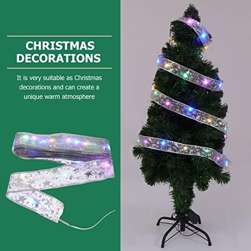 Toyvian 2pcs faixa de prata fita para grinalda pendente de natal com decoração festas de inverno artesanato decorativo decorativo por porta de presente arcos de decoração de brindes de Natal iluminados