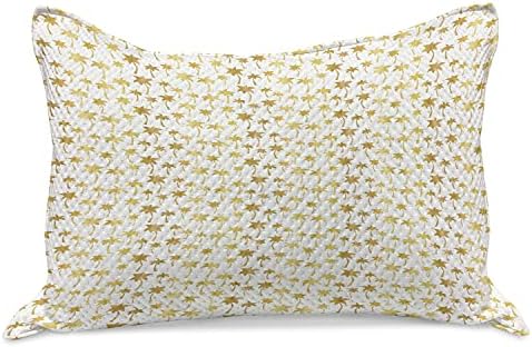 Ambesonne Exotic Kilt Quilt Cobro de travesseira, silhuetas de palmeira da ilha em tons de ouro