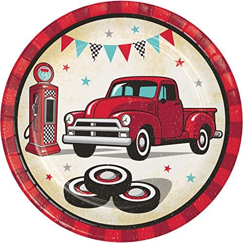 Placas de sobremesa de caminhão vermelho vintage de conversão criativa, 8 ct