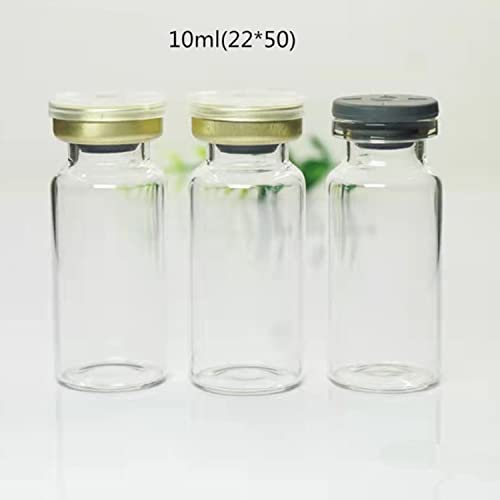 10 PCs 10ml Garrafa de vidro, frasco transparente estéril, frascos de focas vazios, frasco de amostra de laboratório, frascos vazios com porta de injeção de autocura, com tampa de alumínio flip -off a uma embalagem