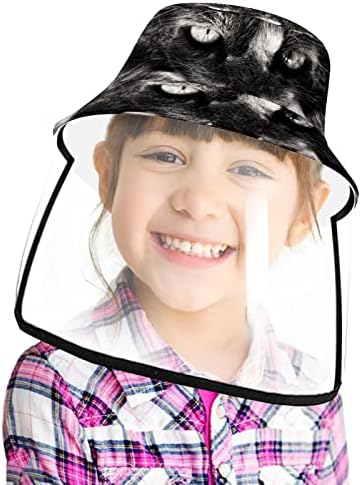Chapéu de proteção para adultos com escudo facial, chapéu de pescador anti -sun tap, gato preto
