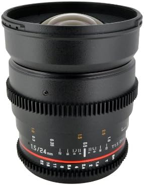 Rokinon Cine CV24M-N 24mm T1.5 Lente de Cine para Nikon com abertura desbotada e siga a compatibilidade de foco de 24-24mm lente grande angular