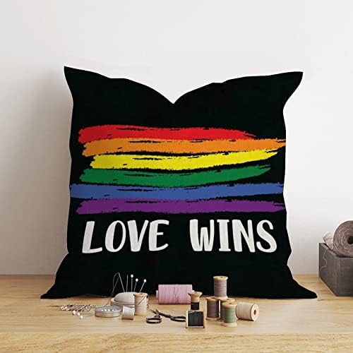 O amor ganha a capa de travesseiro de arco -íris gays do dia dos namorados, na capa do dia dos namorados, orgulho