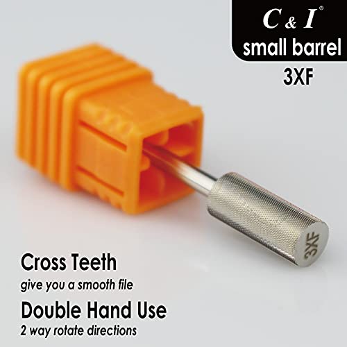 C & I Pequeno cano de bits de perfuração de unhas, arquivo elétrico profissional para máquina de perfuração de manicure, géis de unhas Remover, 3/32 ”