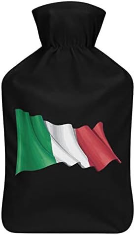 Itália Bandeira de borracha de borracha de água quente garrafa com tampa de lã Mãos Saco de água