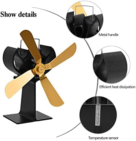 BBGS 4 Blade Wood Stove Fan, ventilador de queimador de toras, operação silenciosa de calor fã de lareira de circulação ecológica para queimador de madeira/tronco/lareira