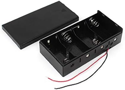 X-Dree plástico 2 com fio 4 x 1,5V D Caixa de armazenamento do suporte da bateria Black W Cap (plástico 2 com fio 4 x 1,5V D Caixa de bateria Caja de Almacenamiento Negro Con Tapa