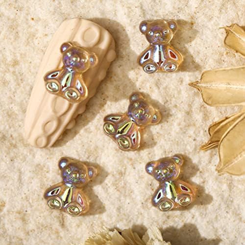 Guangming - 100 peças Candy Crystal Bear Nail Art Decorações, Acessórios para unhas de resina de urso 3D,