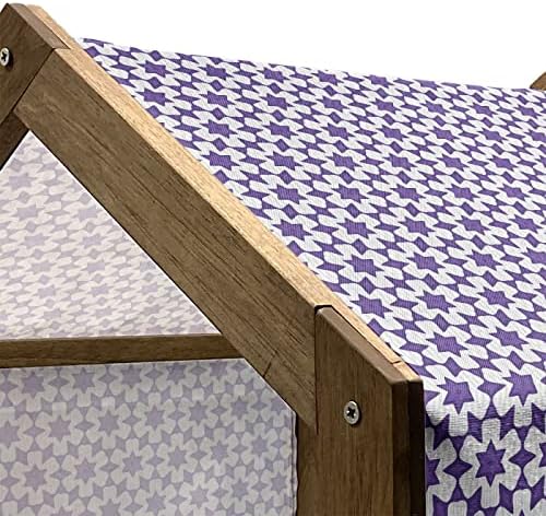 Ambesonne Art Deco Wooden Dog House, design vintage inspirou ilustração moderna de estrelas e formas, canil portátil de cão portátil interno e externo com travesseiro e capa, X-Large, Violet Blue Violet Dark Violet
