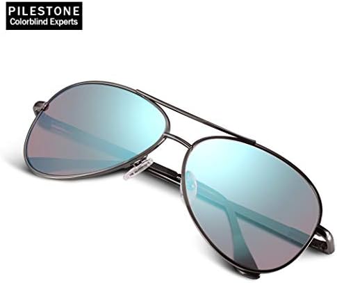 Lente Pilestone TP-006 Um estilo de aviador de óculos coloridos para cegueira verde vermelha média, uso interno/externo