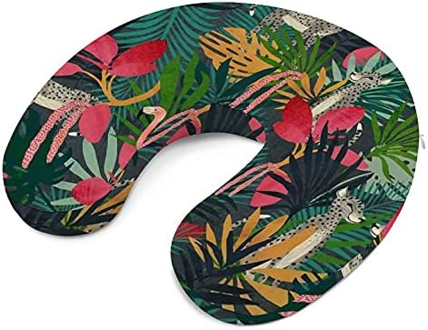 Travesseiro de pescoço na selva tropical travesseiro de viagem em forma de U para viajar de viagem de carro cochilando