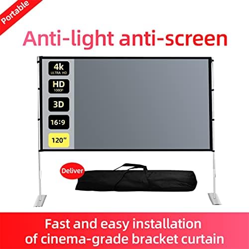 N/A Projector Anti-luz ao ar livre e proteção de ganho Tela dobrável 16: 9 84 100 120 polegadas para casa com cortina de console