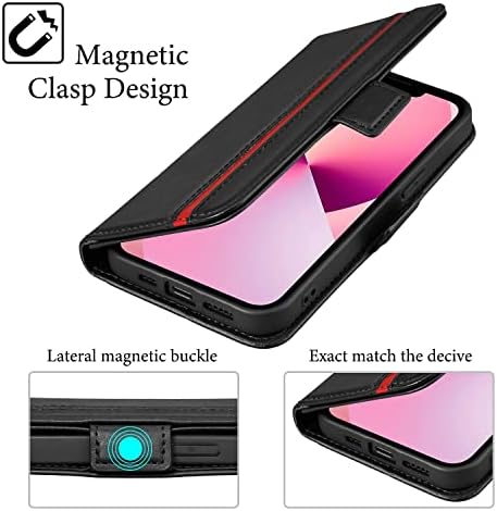 Caixa de carteira RSSSVISS para iPhone 13, Magnetic Protect PU Caso de couro Folio Case com slots