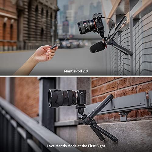 Pgytech Mantispod 2.0 Mini Câmera e telefone celular Tripé de Vlogging | 6 Modos Small Travel Travel DSLR Pocket Stand | Video Vlog Desktop Shooting Selfie Mount com controle remoto