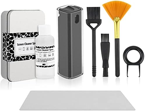 Kit de limpeza de tela do PROMA 8PCS, spray de limpador de tela de tela sensível ao toque com escovas de teclado e tecido de microfibra - para telefone, laptop, monitor de computador, TV, tablet, óculos