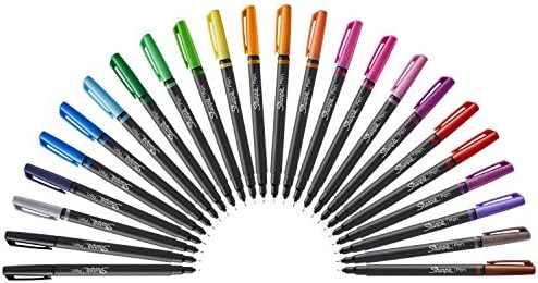Canetas Sharpie, canetas de ponta de feltro, ponto fino, cores variadas, 24 contagens e marcadores