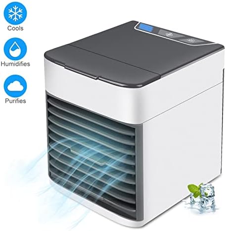 Mini ar condicionado, ar condicionado portátil Mini fã com umidificador de ar e filtração, refrigerador de ar