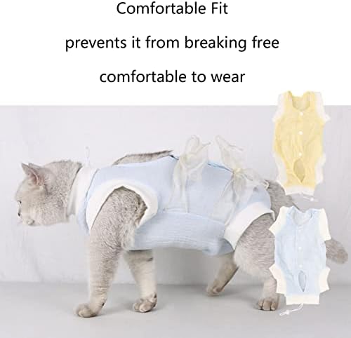 AMONIDA CAT Recuperação de traje curativo, impeça lamber a lambida de proteção contra a ferida Cat Suact Sweat absorvente respirável confortável micro fita para cães