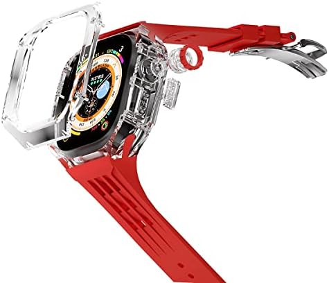 Caso de kit de mod do BEFIA transparente para Apple Watch 49mm Rubber Sports Band para Iwatch Series Ultra 8 Silicone Watch Strap
