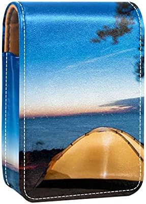Caixa de batom de maquiagem portátil para viajar, a água azul mar conchas de casca de mar de barra de mar de barra de mar de barra