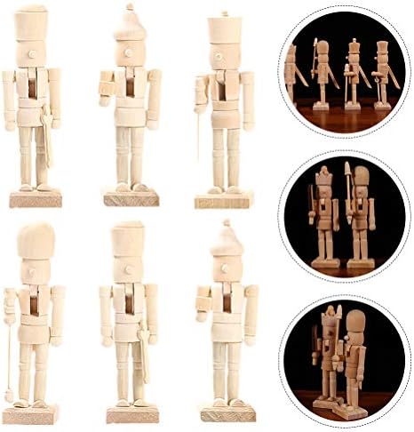 Galpada Nutcracker Figuras Decoração de Natal 6pcs Natal Soldier Crafts Crafts de madeira Adornamento de bonecos de puptes