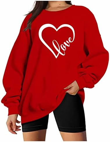 Womens Love Heart Sweatshirt Teen Valentines Camise