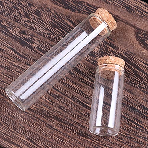 10pcs 60 ml de teste de vidro tubos com rolhas de cortiça vazias recarregáveis ​​de vidro de vidro de
