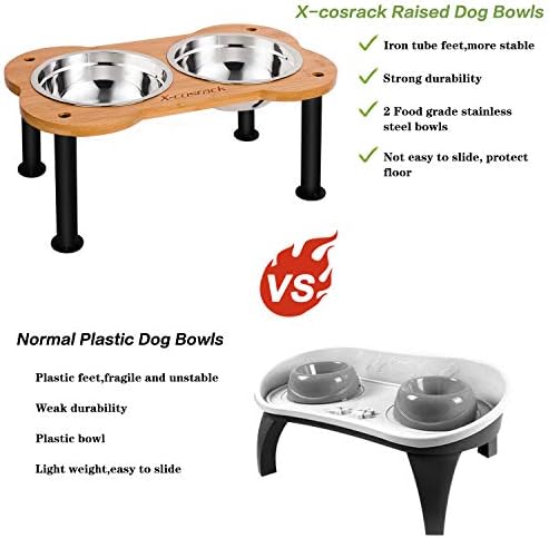 Tigelas de cachorro elevadas, formato de osso exclusivo de bambu elevado Bowls & Cats Dogs Dogs Comida