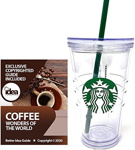 Starbucks Copo Cold Clear Double Partle Isoled Tumbler com tampa e palha de palha 24 onças - Venti com