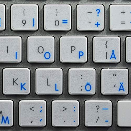 Apple sueco/finlandês adesivo para teclado Bunco transparente de letras azuis para desktop, laptop e notebook