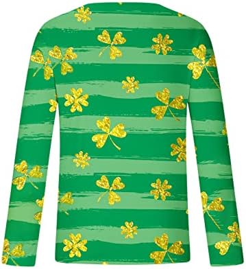 Camiseta masculina de St. Patrick Roupa irlandesa trevo shamrock t-shirt de manga comprida tampas de blusa de pescoço redondo