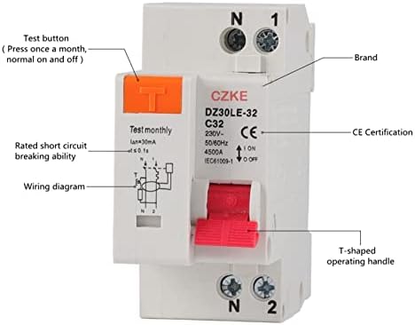Scruby DZ30LE-32 RCBO 1P+N MCB 230V 36MM CIRCURTOR DE CORRENTE RESIDual com Proteção de vazamento de corrente