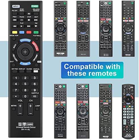 GVirtUe Universal Remote Control para a Sony TV, substituto para quase toda a Sony Bravia 4k 8k UHD HD LED OLED LCD SMART TV, com botão Netflix