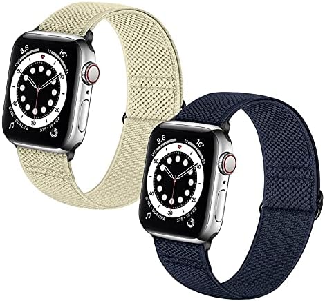 Crffyj para bandas de relógio Apple 38-40mm 42-44mm Soletidade elástica ajustável macia para iwatch 2/3/4/5/6/7/se série de nylon de nylon 2pcs