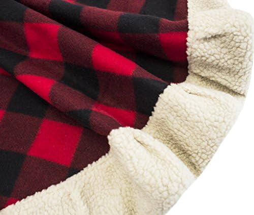 Fenco Styles Buffalo Plaid com Sherpa Cuff Christmas Stocking 10 x 18 polegadas - meia vermelha para
