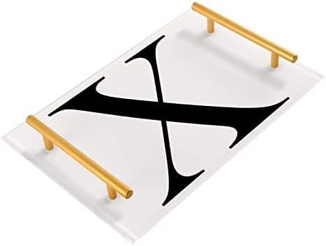 Bandeja de banheiro de acrílico de Dallonan, letras retangulares x bandejas decorativas com alças de ouro