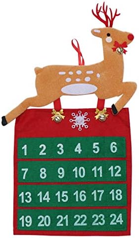 PretyZoom Adorável Elk com Bell Design Countdown Calendário de Natal Ornamento Ornamento não tecido Decorações