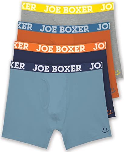 Joe Boxer Mens Boxer Briefs 4-Pack-respirável e tag Free Solid Cotton Stretcher Boxer Briefs for