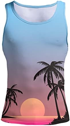 Homens de verão, a praia impressa da praia Moda de moda casual Sports sem mangas moda top solto tampas de camisa de camisa seca