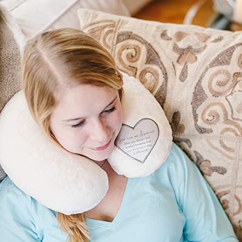 Pavilion Gift Company Special Memory Foam Travel Hospital Stay Neck Pillow, Cream