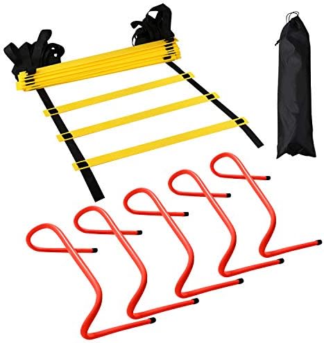 12 Kit de escada de treinamento de agilidade de degrau - com uma bolsa de transporte, 5pcs extras de obstáculos de velocidade de 6 polegadas - Todo
