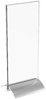 FixtUledIsplays® 4 x 9 Acrílico porta -sinal com base de alumínio, dupla face, inserção inferior - Clear19044 19044
