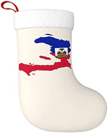 QG ZZX Flag Mapa de Haiti Christmas Stocking Xmas meias lareira Solping Sock Decoração de Holiday de