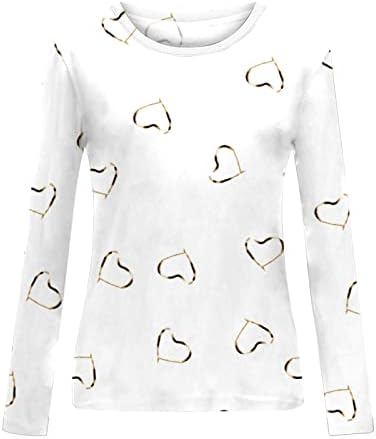Tops de camisola da tripulação de mulher branca Tops casuais Bustier Tees de manga comprida Love